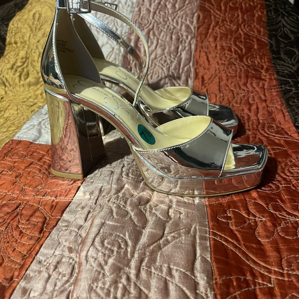 Jessica Simpson Silver Platform Heels